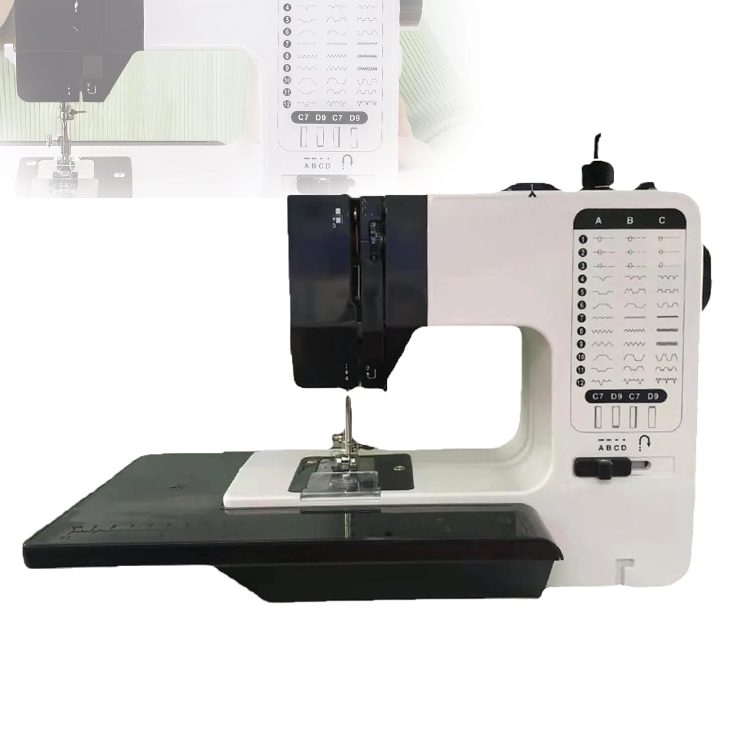 HYYKEJI Portable Stitching Machine, Industrial Sewing Machine, Built-in 38 Stitches, with Extension Table and Night Light, 6 Layers Thick Fabric, for Beginners and Advanced Crafters