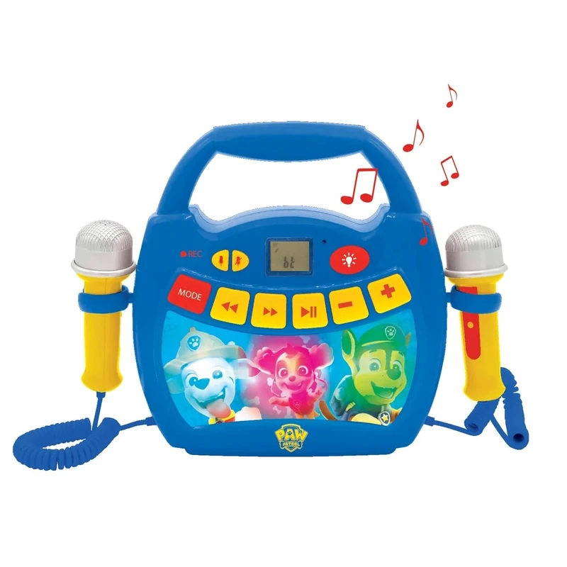 Lexibook, Paw Patrol, Portable karaoke digital player for kids, Microphones, Light effects, Bluetooth®, Record and voice changer functions, Blue, MP320PAZLXB