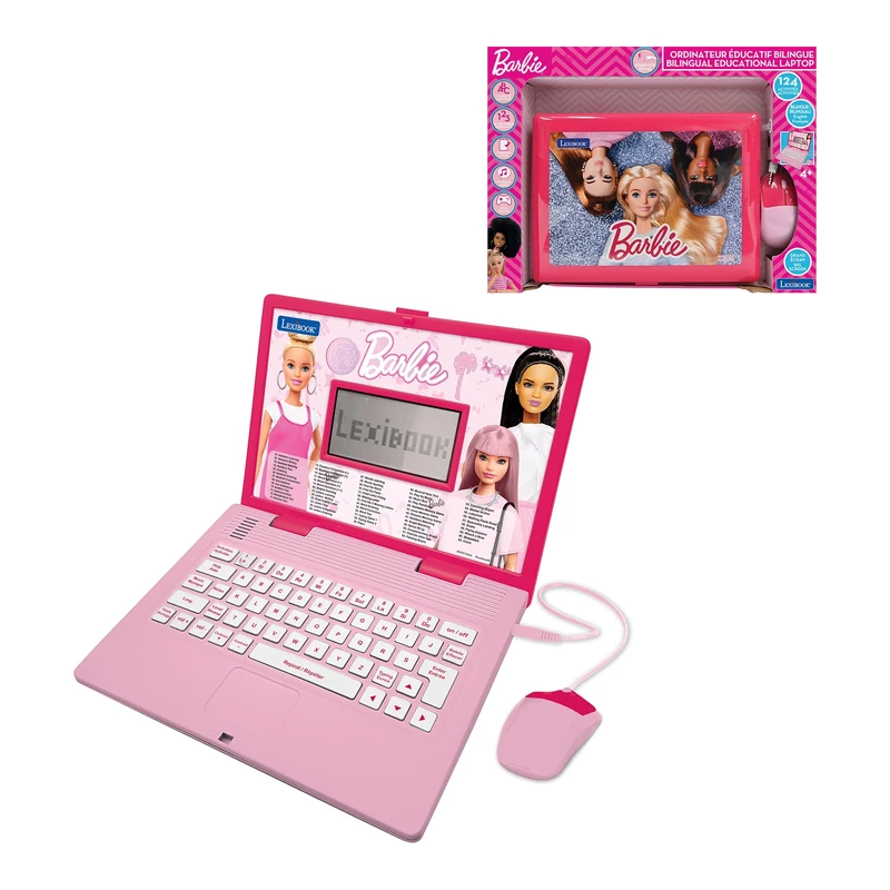 Lexibook, Barbie, Educational and Bilingual Laptop in English/French, Toy for children with 124 activities to learn, play games and music, Pink, JC598BBi1LXB
