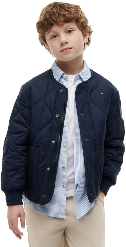 Tommy Hilfiger Unisex Kids Quilted Jacket KS0KS00751 Other Jackets, BLUE (Dark Night Navy), 14 Years