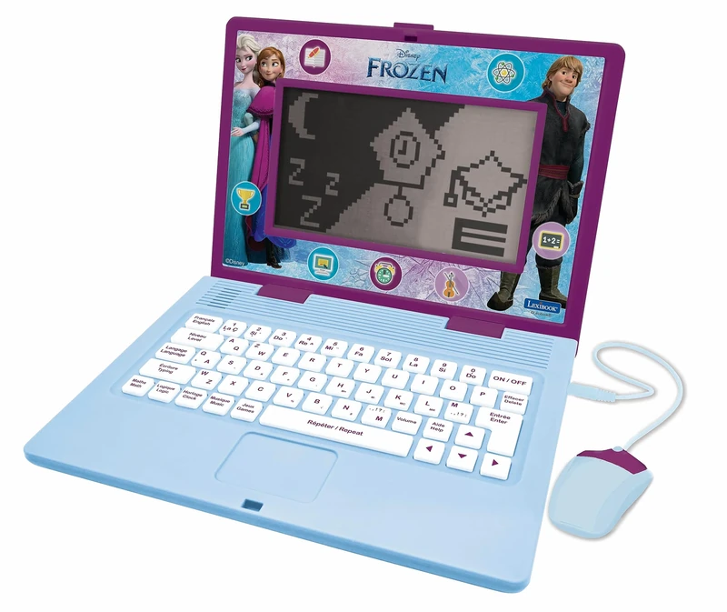 Lexibook, Frozen, Bilingual and Educational Laptop French/English, Toy for Children, 170 Activities to Learn, Play Games and Music, Large Screen, Purple/blue, JC599FZi1LXB