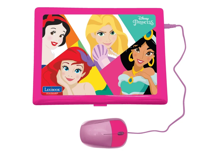 Lexibook, Disney Princess, Educational and Bilingual Laptop Spanish/English, Girls Toy with 124 Activities to Learn, Play Games and Music, Pink, JC598DPi2LXB