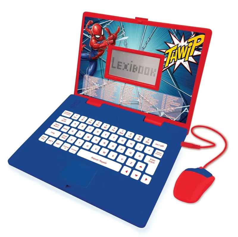 Lexibook, Spider-Man, Educational and Bilingual Laptop Spanish/English-Toy for Child Kid (Boys & Girls), 124 Activities, Learn Play Games and Music, Red/Blue, JC598SPi2LXB
