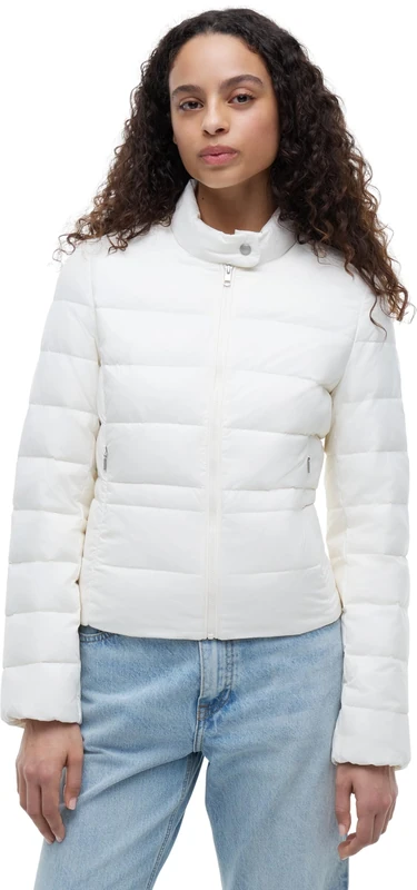 Tommy Hilfiger Women's Lw Down Packable Jacket WW0WW51094 Puffer Jacket, WHITE (Ivory Silk), S