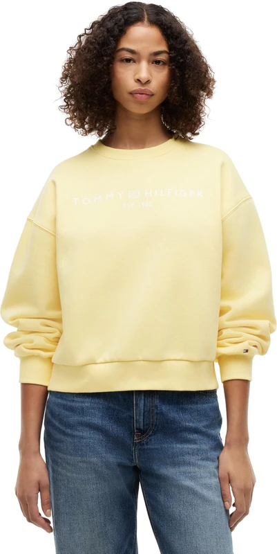 Tommy Hilfiger Women's Corp Logo Mdrn Swtsrt Ww0Ww47831 Pullover Sweatshirt, YELLOW (Citronella), 1X - Image 1