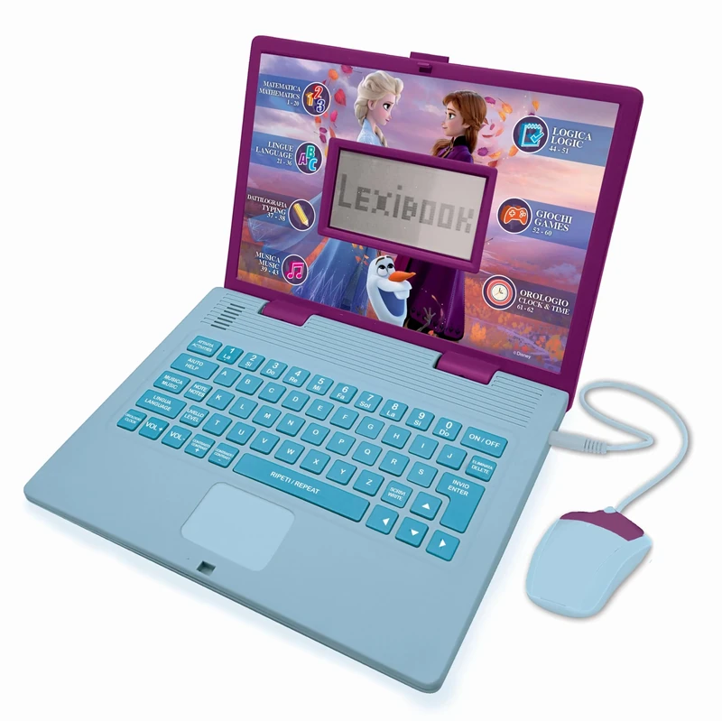 Lexibook, Frozen, Educational and Bilingual Laptop Italian/English, Girls Toy with 124 Activities to Learn, Play Games and Music with Elsa & Anna, Blue/Purple, JC598FZi5LXB