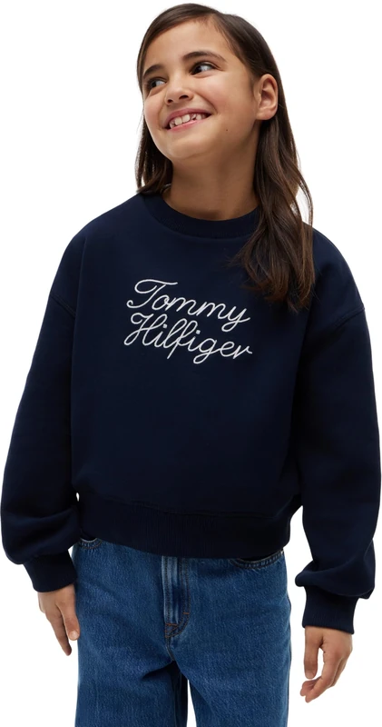 Tommy Hilfiger Girl's Crew Neck KG0KG09439 Other Sweatshirts, BLUE (Dark Night Navy), 16 Years