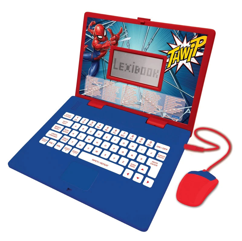 Lexibook, Spider-Man, Educational and Bilingual Laptop Italian/English, Toy with 124 Activities to Learn, Play Games and Music, Blue/Red, JC598SPi5LXB