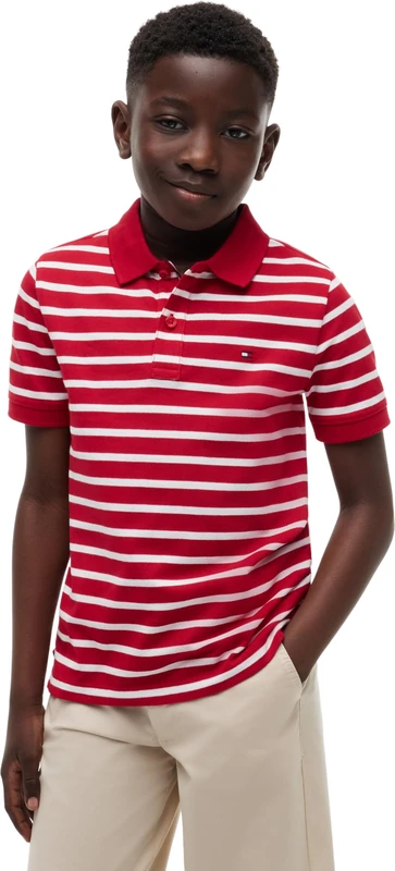 Tommy Hilfiger Boy's Flag Polo S/S Kb0Kb09103 S/S Polo, RED (Primary Red Stripe), 16 Years