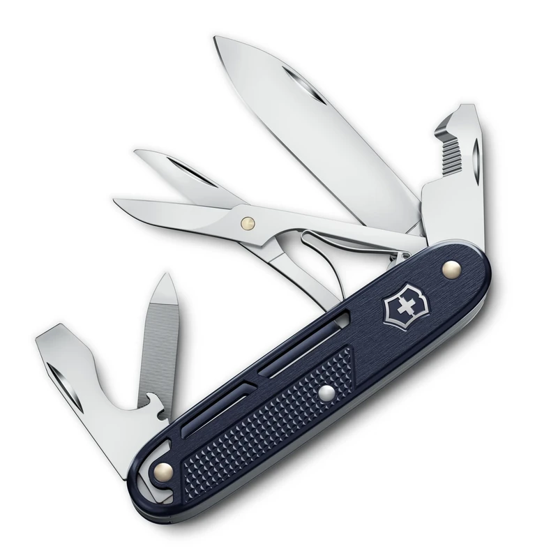 Victorinox Synergy X Alox Pocket Knife – Stainless Steel Multitool for Everyday, Work & Outdoor Use with Scissors & Carry Clip, Dark Blue