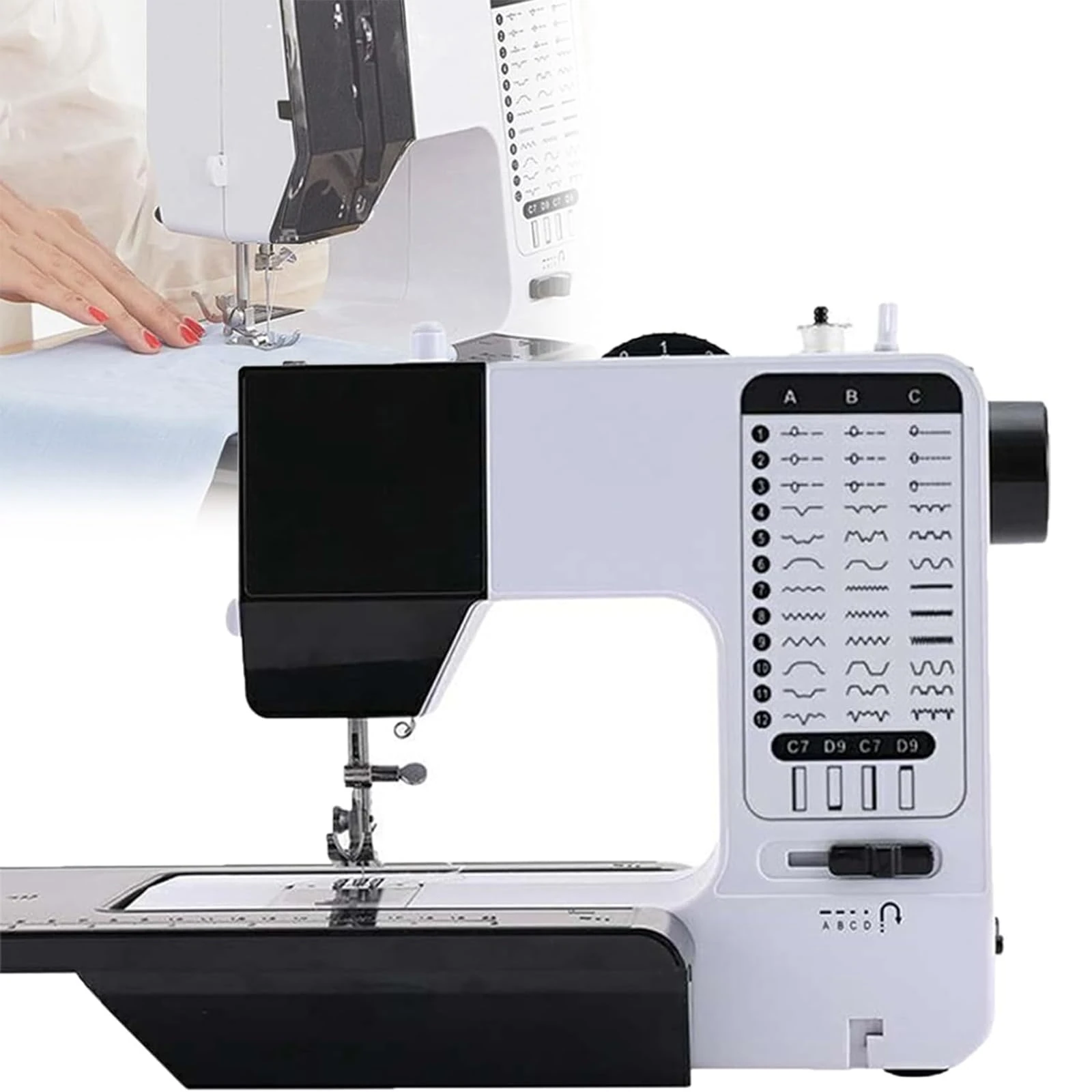 Industrial Sewing Machine with 38 Stitches, 6-8 Layer Thick Fabric Capability, for Beginners and Professional Handcrafting