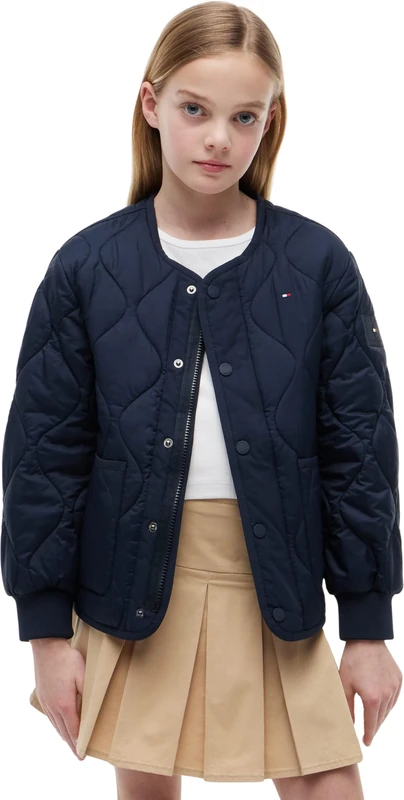 Tommy Hilfiger Unisex Kids Quilted Jacket KS0KS00751 Other Jackets, BLUE (Dark Night Navy), 10 Years