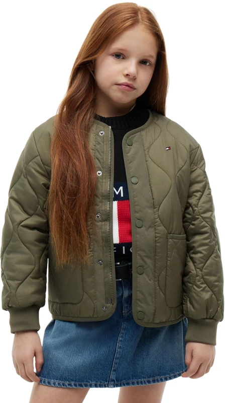 Tommy Hilfiger Unisex Kids Quilted Jacket KS0KS00751 Other Jackets, GREEN (Ghost Fern), 24 Month