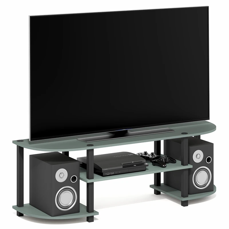 Furinno TURN-S-TUBE TV Stand, Wide Entertainment Center, TV Console for TV up to 55 Inch, for Living Room, Bedroom, Sage Green