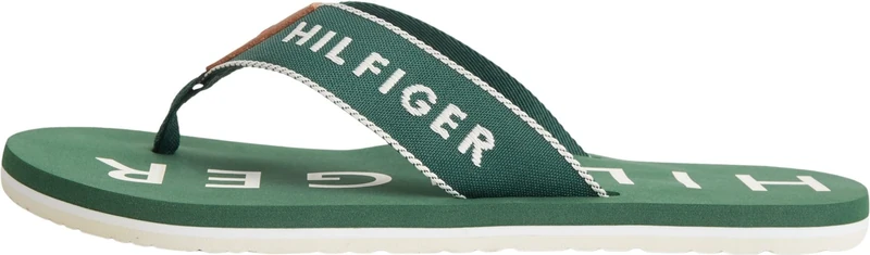 Tommy Hilfiger Men Sporty Hilfiger Beach Sandal FM0FM05913 Flip Flops, GREEN, 13