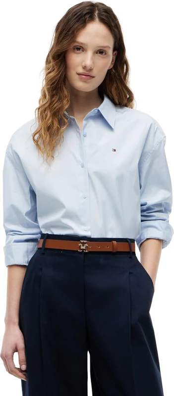 Tommy Hilfiger Women's Summer Poplin Ls Boxy Shirt WW0WW49940 Other Shirts, Blue (Breezy Blue), 38