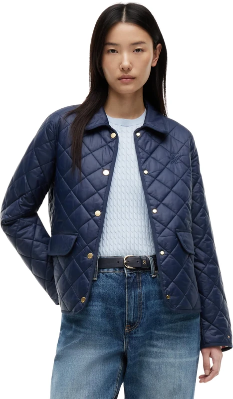Tommy Hilfiger Women's Lw Padded Slim Quilted Jacket WW0WW50936 Puffer Jacket, BLUE (Dark Night Navy), XL