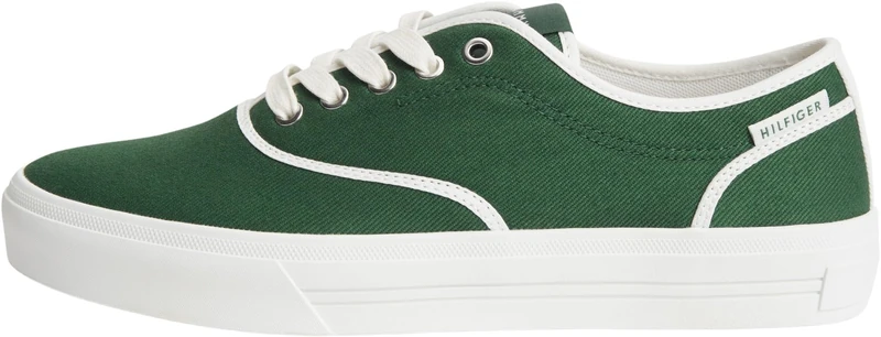 Tommy Hilfiger Men Th Vulc Cup Long Lace Canvas FM0FM05874 Low Top, Green, 6.5