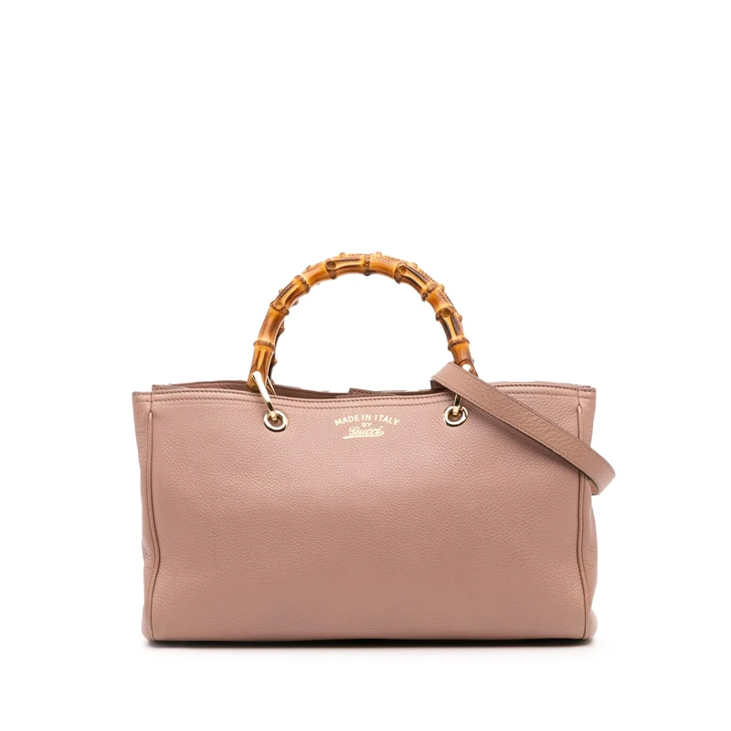 Gucci Pre-Loved Medium Calfskin Bamboo Shopper Satchel Handbag