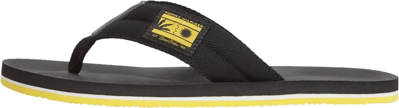 Tommy Hilfiger Men Comfort Patch Beach Sandal FM0FM05900 Flip Flops, BLACK, 9