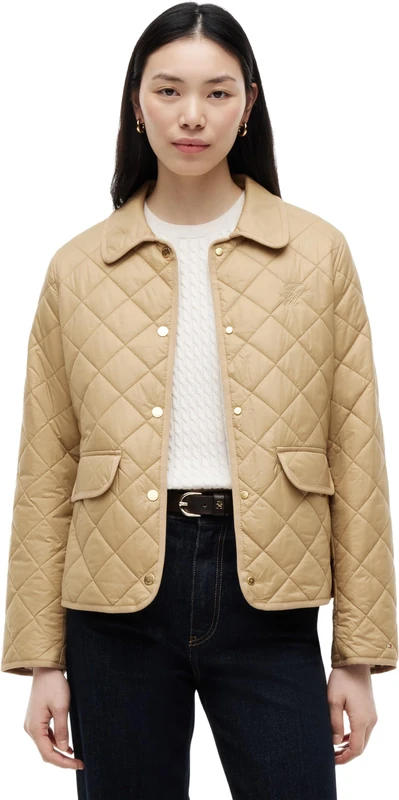 Tommy Hilfiger Women's Lw Padded Slim Quilted Jacket WW0WW50936 Puffer Jacket, BEIGE (Camel), XL
