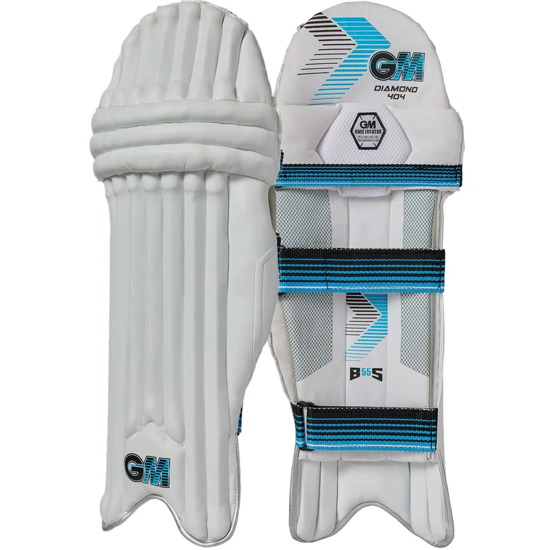 GM | Ben Stokes Diamond 404 Cricket Batting Pads | Traditional Cotton & Cane | Adult Right Handed - 18" From Top of Instep to Middle of Knee | Approx 1.95 kg per Pair | 1 Pair | White | Gunn & Moore