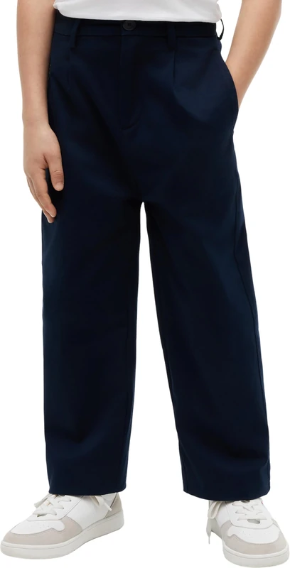 Tommy Hilfiger Boy's Baggy Pleated Chino Pant KB0KB09780 Chino, Blue (Dark Night Navy), 16 Years