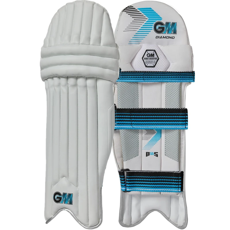 GM | Ben Stokes Diamond Cricket Batting Pads | High Density Foam & Reverse Cane | Junior Right Handed - 13.75" From Top of Instep to Middle of Knee | Approx 1.60 kg per Pair | 1 Pair | White