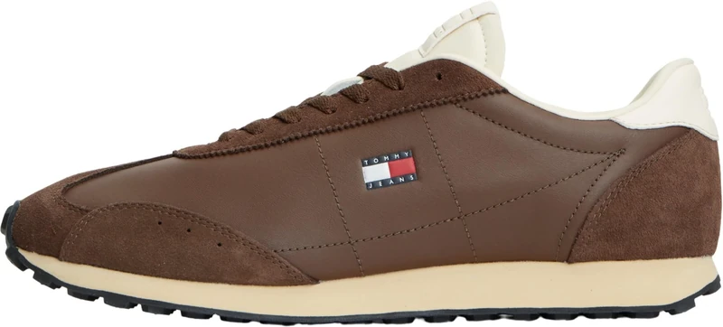 Tommy Jeans Men's TJM Retro Runner Archive Mix Mat EM0EM01763 Low Top, Brown (Legacy Brown), 7 UK