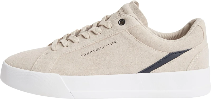 Tommy Hilfiger Men Th Court Premium Suede FM0FM05880 Low Top, Khaki, 8