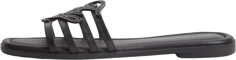 Tommy Hilfiger Women Th Script Flat Mule Lth FW0FW09368 Flat Sandals, BLACK, 7.5