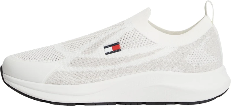 Tommy Jeans Men's Runner Trainers Knitted No Laces, White (Ecru), 10