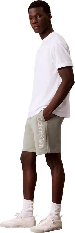 Calvin Klein Men's Lounge Shorts Terry EU Graphic with Side Pockets, Beige (Shadow), 3XL
