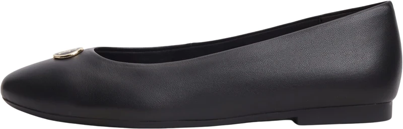 Tommy Hilfiger Women Th Plate Leather Ballerina FW0FW09374 Ballerinas, Black, 4