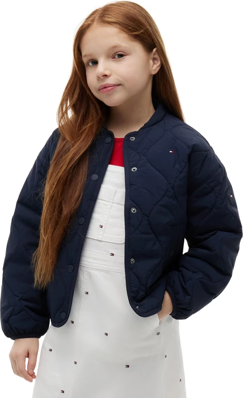 Tommy Hilfiger Girl's Quilted Jacket KG0KG09373 Other Jackets, BLUE (Dark Night Navy), 5 Years