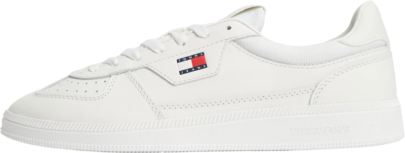Tommy Jeans Men's Court Trainers The Greenwich Edge Core in Leather, White (Ecru), 9