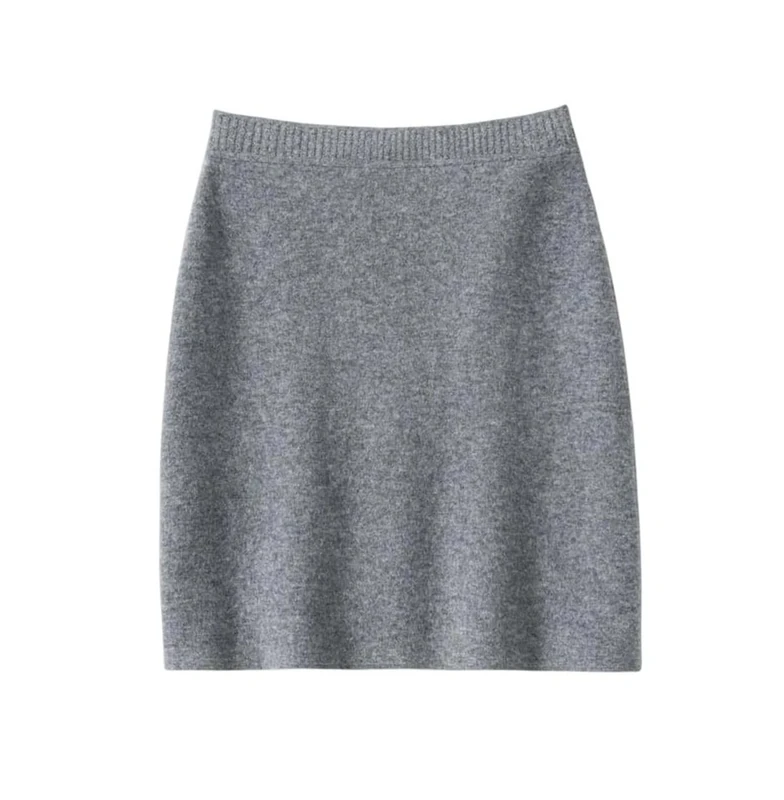 Women's Mini Cashmere Skirt with Slim Fit for Office Wear and Business Casual Settings Skirts Gray9 M
