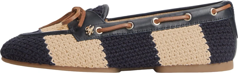 Tommy Hilfiger Women Th Flex Boat Shoe Crochet FW0FW09506 Boat Shoes, Blue, 5