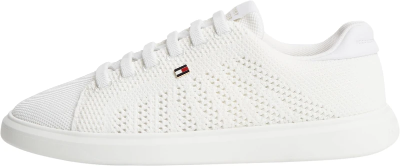 Tommy Hilfiger Women Th Icon Light Knit Sneaker FW0FW09401 Low Top, White, 6