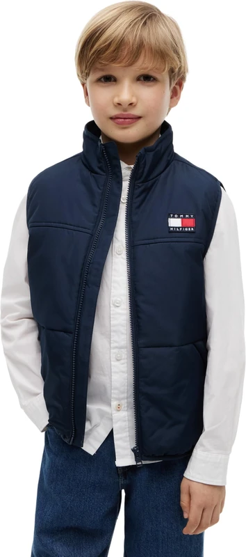 Tommy Hilfiger Boy's Graphic Vest KB0KB10532 Vest, BLUE (Dark Night Navy), 10 Years