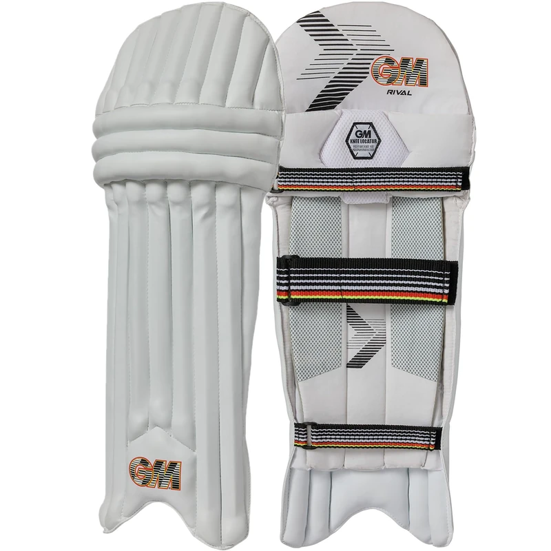 GM | Rival Cricket Batting Pads | Traditional Cotton & Cane | Adult Ambidextrous - 18" From Top of Instep to Middle of Knee | Approx 1.90 kg per Pair | 1 Pair | White | Gunn & Moore