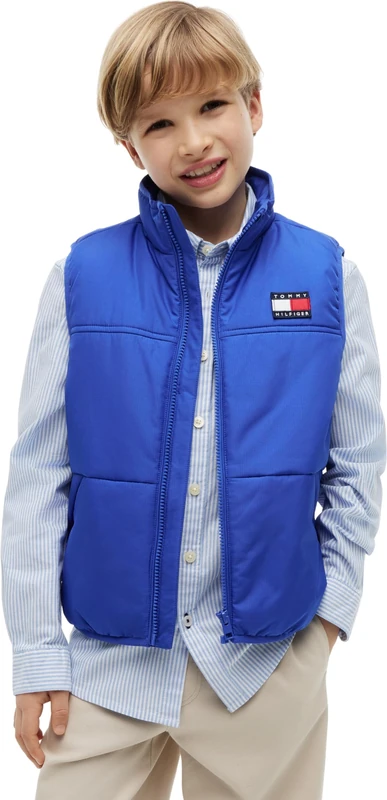 Tommy Hilfiger Boy's Graphic Vest KB0KB10532 Vest, BLUE (Noble Blue), 12 Years