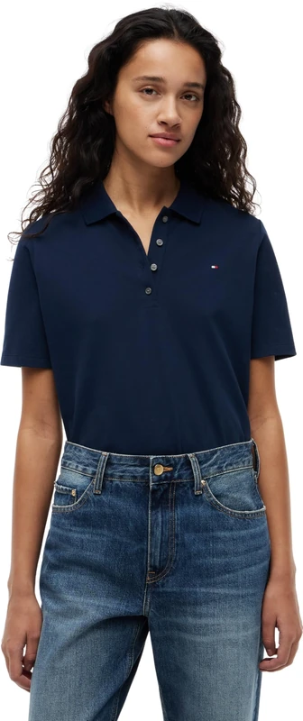 Tommy Hilfiger Women's 1985 Reg Pique Polo Ss Ww0Ww43224 S/S Polo, Blue (Dark Night Navy), 3X