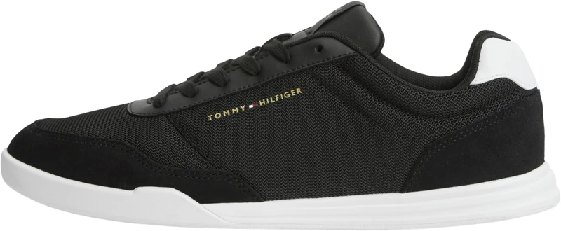Tommy Hilfiger Men Lo Pro Cupsole Nylon Suede Mix FM0FM05943 Low Top, Black, 6.5