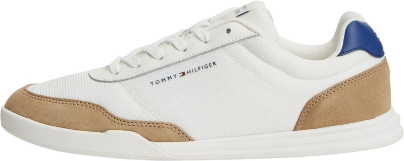 Tommy Hilfiger Men Lo Pro Cupsole Nylon Suede Mix FM0FM05943 Low Top, White, 9