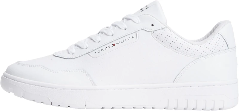 Tommy Hilfiger Men Th Basket Core Leather FM0FM05927 Low Top, White, 8