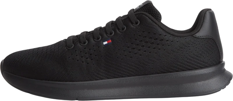 Tommy Hilfiger Men Lightweight Runner Knit FM0FM05909 Low Top, Black, 10