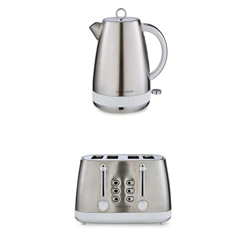 Morphy Richards Mexborough Kettle & Toaster Bundle, 1.7L, 3KW Rapid Boil Kettle & 4 Slice Toaster Set, Easy Operation, User Friendly, Matching Set, WhiteTrim, 102903 | 242903