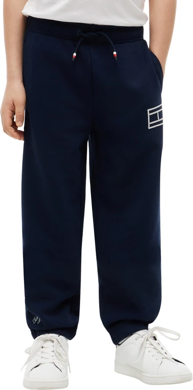 Tommy Hilfiger Boy's Outline Flag Sweatpant KB0KB10498 Sweatpants, Blue (Dark Night Navy), 6 Years