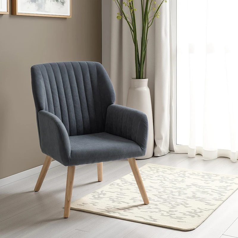 Seconique Jordan Occasional Chair in Grey Velvet Fabric